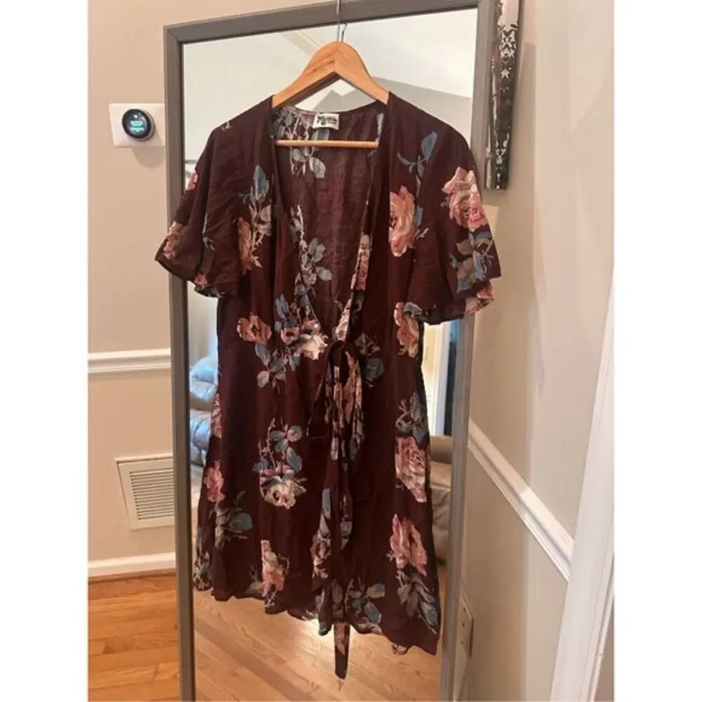 Show Me Your MuMu MuMu Wrap Dress Burgundy Size Medium